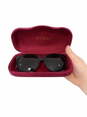 Black Sunglasses with Burgundy Case